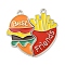 Alloy Enamel Split Pendants, Cadmium Free & Lead Free, Platinum, Heart with Word Best Friends, Hamberger, 32x33x1.6mm, Hole: 1.8mm