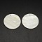 Flat Round Freshwater Shell Pendants, Creamy White, 38x3mm, Hole: 2mm