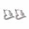 Non-Tarnish 304 Stainless Steel Heart Hoop Earrings for Women, Stainless Steel Color, 22x21x3mm, Pin: 0.6mm