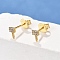 Key S925 Sterling Silver Micro Pave Clear Cubic Zirconia Stud Earrings for Women, Real 18K Gold Plated, 6x4mm