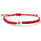 Bohemian Style Glass Beads Braided Bead Bracelets, Adjustable Fiber Cord Bracelets for Women, Heart with Evil Eye, Red, Inner Diameter: 11 inch(28cm)