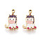 304 Stainless Steel Enamel Charms, Unicorn Charm, Real 14K Gold Plated, 14x8.5x1mm, Hole: 1mm