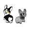 Alloy Brooches, Enamel Pin, with Butterfly Clutches, Dog, Electrophoresis Black, Cadmium Free & Nickel Free & Lead Free, Black, 36x21x2mm, Pin: 1mm