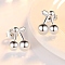 925 Sterling Silver Stud Earrings, Cherry, Silver, 10.5x9mm