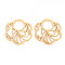 304 Stainless Steel Filigree Joiners Links, Laser Cut, Flower, Real 14K Gold Plated, 18x17x0.5mm, Hole: 6mm