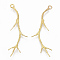 Brass Peg Bails Pendants, For Half Drilled Beads, Nickel Free, Branch, Raw(Unplated), 44x14x1mm, Hole: 1.5mm, Pin: 0.7mm