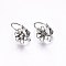 Tarnish Resistant 304 Stainless Steel Leverback Earring Findings, with Loop, Flower, Stainless Steel Color, Tray: 5mm , 22x11x12mm, Hole: 1.5mm, Pin: 0.8mm