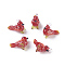 Handmade Lampwork Pendants, Bird, Red, 27~29x12~13x24~27mm, Hole: 2~4mm