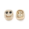 Brass Micro Pave Cubic Zirconia Beads, Lead Free & Cadmium Free, Long-Lasting Plated, Real 18K Gold Plated, Oval with Smiling Face, Dark Slate Gray, 9x8x4mm, Hole: 1mm