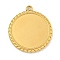 Ion Plating(IP) 304 Stainless Steel Pendants Cabochon Settings, Flat Round, Real 18K Gold Plated, Tray: 25mm,33.5x30x2.5mm, Hole: 2.5mm