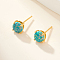 Fashionable S925 Sterling Silver Inlaid Opal Stud Earrings, Flat Round, Golden, 6mm