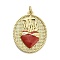 Brass Enamel Pendants, Heart, Long-Lasting Plated, Rack Plating, Lead Free & Cadmium Free, Ion Plating(IP), with Jump Ring, Real 18K Gold Plated, 25.5x19.5x3.5mm