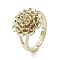 Rack Plating Brass Adjustable Rings, Cadmium Free & Nickel Free & Lead Free, Flower, Real 18K Gold Plated, Inner Diameter: 17.4mm
