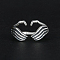 Halloween 925 Sterling Silver Adjustable Cuff Open Rings, Skeleton Hand, Silver, Inner Diameter: 17mm~19mm