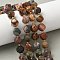 Natural Red Picasso Stone/Polychrome Jasper Beads Strands, with Seed Beads, Faceted, Twist, 10x9~10x9~10mm, Hole: 1mm, about 33~34pcs/strand, 15.04''~15.35''(38.2~39cm)