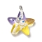 Ocean Theme Transparent Resin Cartoon Pendants, Sea Animal Charms with Platinum Tone Iron Loops, Starfish, 25x22x8.5mm, Hole: 2mm