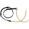 1Pc Imitation Leather Crossbody Purse Straps, with Alloy Curb Chains & Swivel Clasps, Light Gold, Black, 1120~1270x15mm