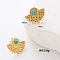 Stainless Steel Fan Stud Earrings, with Synthetic Turquoise, Golden, 21x17mm