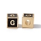 Rack Plating Brass Enamel Beads, Cadmium Free & Nickel Free & Lead Free, Real 18K Gold Plated, Cube with Letter, Black, Letter.G, 6x6x6mm, Hole: 2.5mm