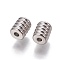 Tarnish Resistant 201 Stainless Steel Grooved Beads, Column, Stainless Steel Color, 6x5mm, Hole: 1.5mm