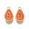 Alloy Enamel Pendants, Cadmium Free & Nickel Free & Lead Free, Light Gold, Rack Plating, Pawpaw, 20x11x4.5mm, Hole: 1.8~2mm