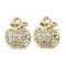 Golden Rack Plating Alloy Rhinestone Pendants, Nickel Free, Apple Charm, Crystal, 18.5x14.5x4mm, Hole: 2.5mm