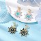 Handmade Glass Seed Beads Flower Dangle Stud Earrings, with Natural Magnesite & Natural Black Spinel, with Brass Earring Findings, Golden, Mixed Color, 34x28mm, 2 pairs/set