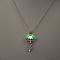 Alloy with Luminous Resin Bead Inside Pendant Necklaces for Women Men, Platinum, Heart Key with Wings, 17.72 inch(45cm)
