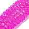 Baking Electroplate Glass Beads Strands, AB Color, Faceted, Round, Magenta, 10x8mm, Hole: 1mm, about 63~65pcs/strand, 18.90''(48~50cm)