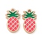Alloy Enamel Pendants, DIY Accessories, Pineapple, Rose Gold, Deep Pink, 21x13x3mm
