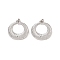 Non-Tarnish Ring 304 Stainless Steel Stud Earrings for Women, Stainless Steel Color, 22x24.5mm