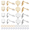DIY Square & Hexagon Brass Stud Earring Making Kits, Mixed Color, 4~8x0.8~4mm
