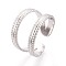Adjustable 304 Stainless Steel Cuff Rings for Women, Stainless Steel Color, 14mm, Inner Diameter: 18mm