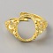 Adjustable Brass Ring Components, Pad Ring Settings, Flower with Oval Tray, Real 24K Gold Plated, US Size 12 1/4(21.5mm), Tray: 17.5x13mm