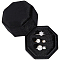 Velvet Cover Plastic Couple Ring Box, Wedding Ring Gift Case, Octagon, Black, 5.1x5.1x5cm
