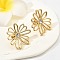 304 Stainless Steel Crystal Rhinestone Stud Earrings, Ion Plating(IP), Flower, Real 14K Gold Plated, 26x25.5mm