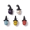 Synthetic Turquoise Dyed Pendants, Halloween Skull Charms with Black Alloy Witch Hat, Mixed Color, 22x11x11mm, Hole: 2mm