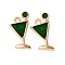 Alloy Enamel Pendants, Goblet Charm, Light Gold, Green, 20x11.5x2mm, Hole: 1.6mm
