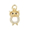 Brass Micro Pave Cubic Zirconia Charms, Rack Plating, Long-Lasting Plated, Lead Free & Cadmium Free, Real 18K Gold Plated, with Jump Ring, Owl, 13x7.5x2mm, Hole: 3.2mm