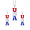 Independence Day Zinc Alloy Enamel with Rhinestone Pendant Necklaces & Dangle Earrings, Platinum, Word, 400mm & 67x17.5mm