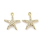 Brass Micro Pave Clear Cubic Zirconia Pendants, Starfish, Real 18K Gold Plated, 16x14x2mm, Hole: 1.2mm