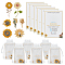 6Pcs 6 Styles Sunflower Enamel Pins, Alloy Lapel Pins for Backpack Clothes, with 6Pcs Paper Pocket Greeting Card, 6Pcs Organza Gift Bags with Drawstring, Mixed Color, 30~63x17~38.5mm, 1pc/style