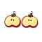 Opaque Resin Pendants, Apple, with Platinum Tone Iron Loop, Red, 29.5x27.5x3.5mm, Hole: 2mm