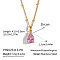 Minimalist 304 Stainless Steel Pave Cubic Zircon Teardrop Pendant Necklaces for Women, Real 18K Gold Plated, Pink, 16.93 inch(43cm)