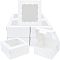 Bakery Box, with PVC Display Window, Cardboard Gift Packaging Boxes for Cookies, Small Cakes, Muffin, Square, White, 15x15x6.1cm, Window: 10.5x10.5cm