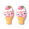 Opaque Resin Decoden Cabochons, Imitation Food, Ice Cream Pattern, 35x19x7.5mm