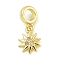 Rack Plating Brass Pave Clear Cubic Zirconia Sun European Dangle Charms, Large Hole Pendants, Lead Free & Cadmium Free, Long-Lasting Plated, Real 18K Gold Plated, 12.5x10x1.8mm, Hole: 4.6mm