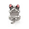 304 Stainless Steel Enamel European Beads, Large Hole Beads, Dog, Stainless Steel Color, 16x8.5x7mm, Hole: 4.5mm