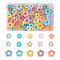120Pcs 15 Style Transparent & Opaque Acrylic Bead Frames, Flower, Mixed Color, 19~26x20~27x3.5~5mm, Hole: 1.6mm, Inner Diameter: 6.5mm, 8pcs/style