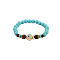 Synthetic Turquoise & Natural Tiger Eye Round Beaded Stretch Bracelets, Tree Alloy Charm Bracelets for Women, Dark Turquoise, 6-3/4~7-1/8  inch(17~18cm)